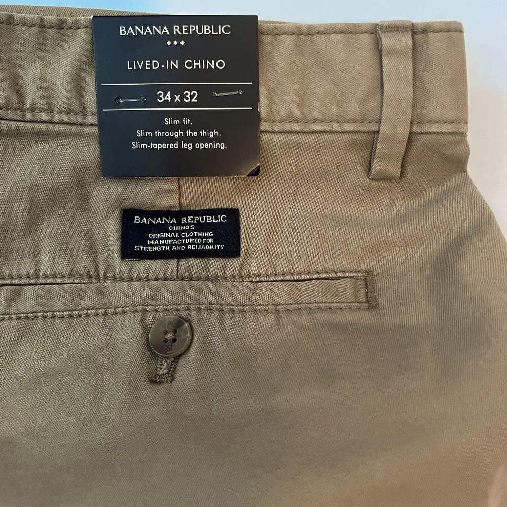 New Banana Republic Slim Fit Lived-In Chino 34x32